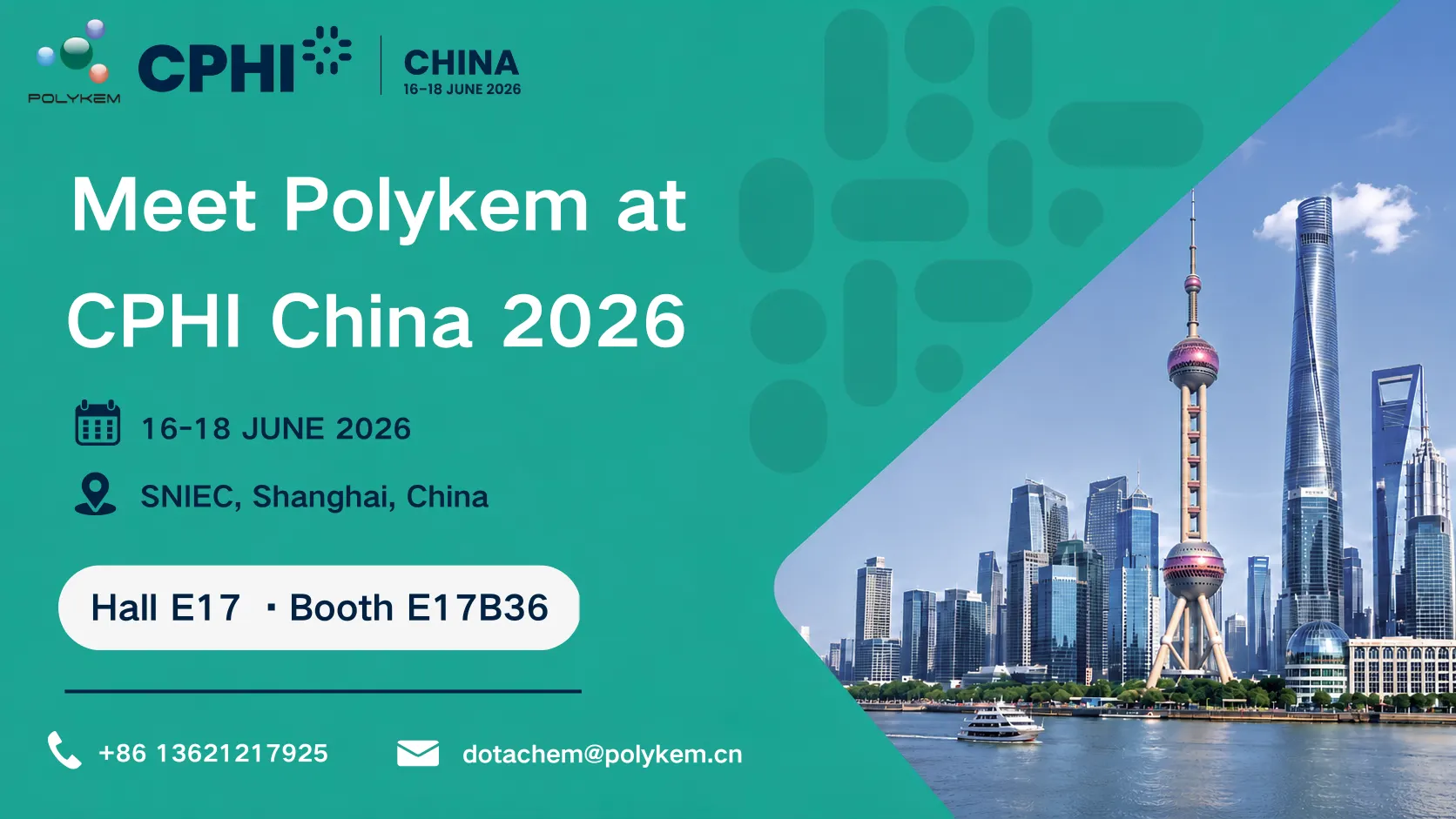 Polykemi näitusel CPHI & PMEC China 2026